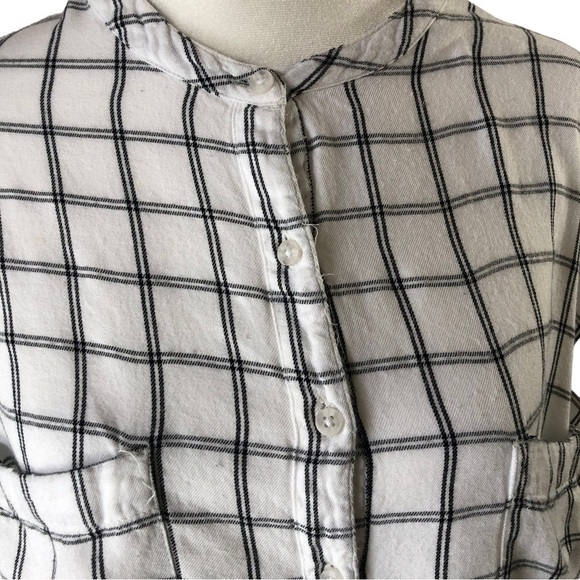 Lou and Grey for Loft Henley Style Blouse Women L Window Pane Plaid - Picture 4 of 9